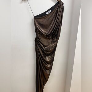 NWT One Shoulder Metallic Dress